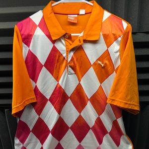 Puma Golf Polo Shirt XL Dry Cell Rickie Fowler Orange / White Diamond